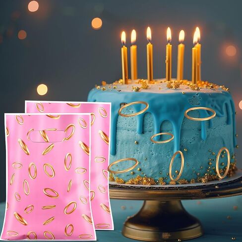 Clysee 50 Pcs Video Game Party Favors Bags Blue with Gold Ring Print Themed Goodie Bags Video Game Candy Treat Plastic Bags for Gamer's Party Decorations Birthday Party Favor Gifts Snack Supplies in Saudi Arabia