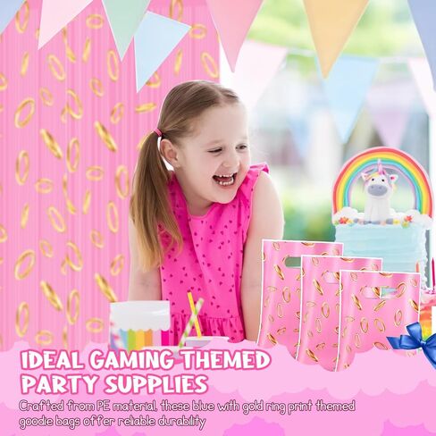 Clysee 50 Pcs Video Game Party Favors Bags Blue with Gold Ring Print Themed Goodie Bags Video Game Candy Treat Plastic Bags for Gamer's Party Decorations Birthday Party Favor Gifts Snack Supplies in Saudi Arabia