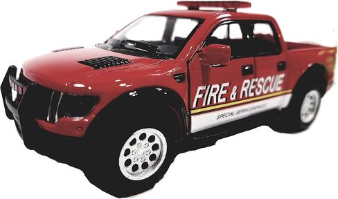 KiNSMART 🚨 2013 Ford F-150 SVT Raptor Supercrew Police & Fire Rescue Trucks Edition SetOf2 1:46 Scale 5inch Die Cast Metal Model Toy Rescue Trucks in Saudi Arabia