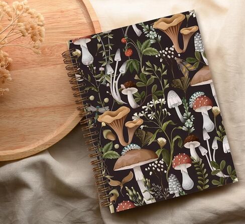 Trendy Preppy Pink Mushroom Spiral Notebook Journal,Mushroom Notebook Journal for Teen Girls Student Teacher,College Ruled Hardcover Notebook Journals for Office Desk Accessories in Saudi Arabia