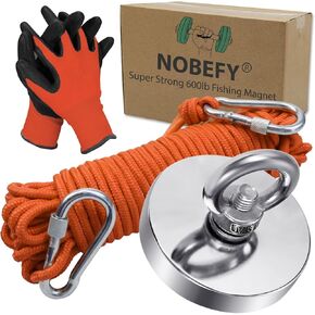 مجموعة صيد مغناطيسية بحبل، مغناطيس صيد يستعيد في النهر وصيد الأدوات، قوة سحب 600 رطل بقطر 2.95 بوصة in Kuwait