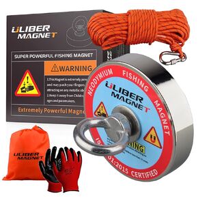 ULIBERMAGNET Magnet Fishing Kit 1200LB Dia.3.81in, Strong Neodymium Magnet N52 with 20 Meters Durable Rope, Heavy Duty Magnetic of Retrieving Treasure in Rivers