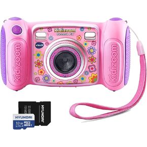 VTech KidiZoom Selfie Camera Pink Purple & 32GB Micro SD, Reader (Gift Pack)