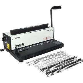 TD-1200R Binding Machine, 3:1 Pitch Wire Binding Machine, 34 Round Holes, Punch 12 Sheets/Bind 120 Sheets with Sturdy Metal Construction