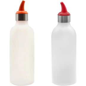 Condiment Squeeze Bottle Squirt Containers: 2pcs Plastic Condiment Bottles for Condiments Syrup Ketchup Sauces Dressing Oil Honey