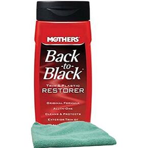 Mothers Back-To-Black Trim & Plastic Restorer (12 oz) & Microfiber Cloth Kit