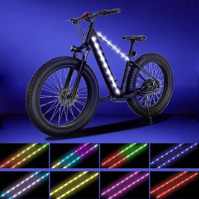 Led Bike Frame Light Strip,Can Be Cropped,Bike Lights for Night Riding,Safety Waterproof RGB Colorful Lamp for Outdoor Bike Lighting Accessories (2 * 1.64ft)