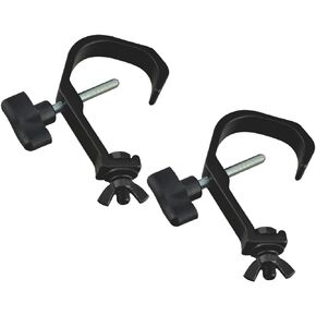 2Pcs Stage Lighting Clamp Hook Truss Clamps Fits Pipe OD 1.18-2"(30-51mm), Max.Load 132lb, Aluminum Alloy C Clamp for DJ Lighting Moving Head Spotlight, TUV certified Black
