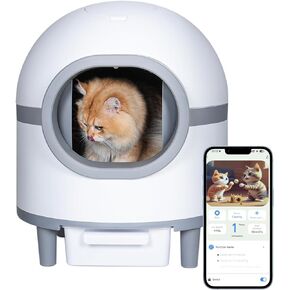 صندوق فضلات القطط ذاتي التنظيف مزود بتقنية Wi-Fi، ومراقبة التطبيقات، وأمان استثنائي - ارفع مستوى نظافة قطتك، ولا يتضمن رذاذ تنقية الهواء التلقائي لصندوق فضلات القطط in Kuwait