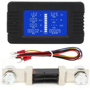 Fafeicy PZEM-015 Battery Test Detector, 0-200V LCD Digital Display Multifunctional Battery Meter, with 300A Shunt, 1% Measurement Accuracy(300A), Process and Current Calibrators