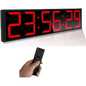 26'' Large Digital Clock (5.3'' Digits), with Interval Gym Timers, Home Gym Clocks, Countdown/Up, Stopwatch, 8 Alarms, 7-Color Night Lights, for Garage Fitness Workouts, Classroom, Office.