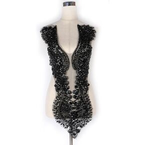 New hot Gold Rhinestones Beads Bodice Applique Applique Patch Easy to use for Wedding Evening Dance Dress