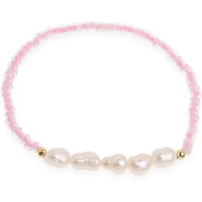 Freshwater Pearl Seed Bead for Women Girls, Dainty Handmade Bohemian Stone Beaded Stretch Friend Bracelet Summer Beach Jewelry Gift