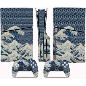 Skin Sticker for PS5 Slim Disc, Protective Cover Wrap Vinyl Decal for PS5 Slim Console and Wireless Controller (Black)