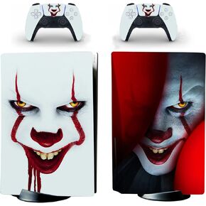 Console Decal Skin Horror Vinyl Sticker Compatible with PS5 Slim Disk Console Controllers Wrap Skins Ghost