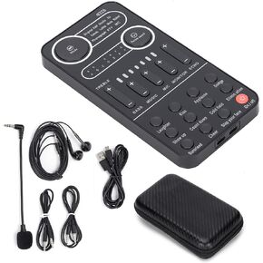 Portable Voice Changer for Gaming and Livestreaming, Handheld Mini Live Sound Card Multifunctional Effects for Mobile Phone, PC Laptops, Tablets(K9)