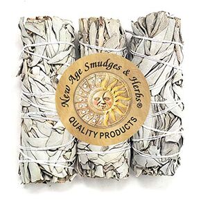 (Pack of 3)-New Age Smudges & Herbs -Premium California White Sage Incense 4 Inches Long. Home Cleansing Incense,Fragrance,Meditation,Smudging Rituals.California Smudge Sticks Rituals -4 Inch