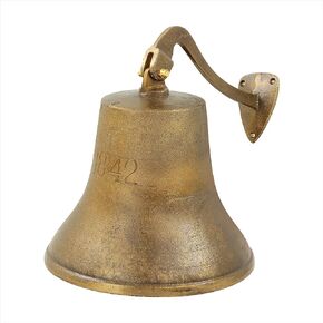 1842 - Shipwrecked Rustic Antique Finish | Solid Brass Ships & Boat Decorative Functional Bells | Hanging & Home Decor Bells (7 Inches)