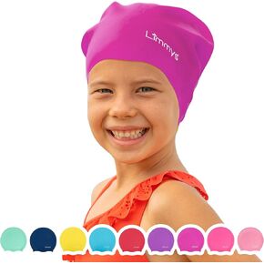Limmys Kids Swimming Cap - 100% Silicone Kids Swim Caps for Boys and Girls - Premium Quality, Stretchable and Comfortable Swimming Hats Kids- Available in Different Attractive Colors
