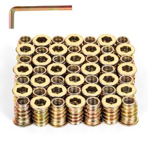 M10-1.5 x 20mm Threaded Inserts for Wood, Hex Drive Wood Nut Inserts, Exceptional Threaded Insert Nuts for Furniture, Wooden Products & Models, 50 PCS