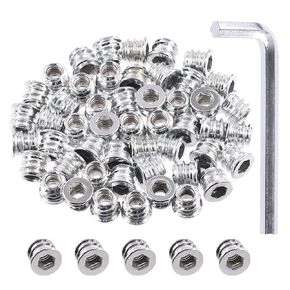 Keadic 50 Pcs 5/16"-18x15mm Carbon Steel Threaded Wood Inserts Assortment Kit,Screw-in Bolt Fastener Connector Hex Socket Drive for Wooden Furniture