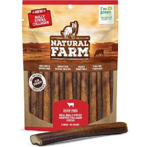 Natural Farm Bully Sticks Stuffed Collagen Sticks for Dogs (4-5 Inch, 10-Pack), Rawhide-Free Collagen Sticks, Natural Dog Chews, Long Lasting, Small, Medium and Large Dogs, Great Rawhide Alternative