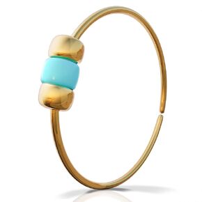 Tiny Gold Nose Ring - Handmade 14k Gold Nose Piercing with a 2mm Light Blue Gem - Thin 24 Gauge 7mm Hoop - Comfortable Nose Piercings
