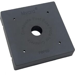 PBP Myard 6x6 Post Base Plate for Wood Post, Anti-UV Sturdy 1-inch Stand-Off Wood to Concrete Base Plate, Thickened Sides, Support Patio Decking, Pavilion, Porch, Handrail Railing (6" x 6", 2-Pack)
