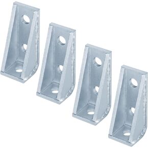 4 Pack 3 Hole 90 Degree Gusseted Fitting for 1-5/8" Strut Channel Right Angle Connector Bracket Welded Corner Braces, Accept 1/2" Bolt, Thickness 5.7 mm