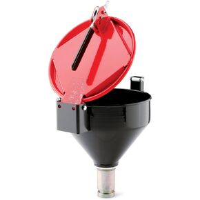 New Pig Drum Funnel | Burpless Steel Drum Funnel | for 20 to 55 Gallon Steel or Poly Drums w/ 2" NPT | Overfill Preventer | 15" L x 11.25" W x 15" H | Red | DRM1127-RD-NPT