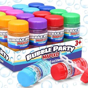 16 Pack Bubble for Kids Party Favors, Bubble Bottle with Wand Attached to The Cap, 8 Colors Bubbles Bulk Set with Gift Box, Blow Bubbles Solution Toy for Birthday, Summer, Goody Bag Stuffers Supplies