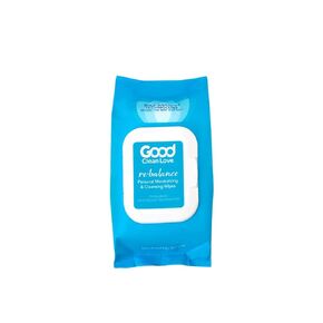 Good Clean Love Rebalance Personal Moisturizing & Cleansing Wipes, Naturally Reduces Odor & Supports Vaginal Health, pH-Balanced Feminine Hygiene Product, 60 Biodegradable Wipes