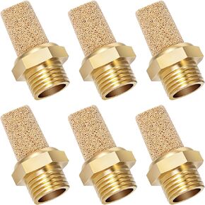 Muffler Silencer 6pcs, 1/8 Inch Air Pneumatic Mufflers Male Thread Sintered Bronze Exhaust Muffler Silencer Air Line Fitting