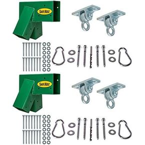 Deluxe Wooden Swing Set Brackets :: Set of 2 Steel Swing Braces, Set of 4 Playset Hangers, Drill Bit & All of The Hardware & Instructions for Easy Installations