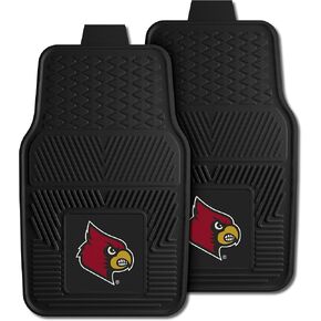 FANMATS 8916 Louisville Cardinals مجموعة سجادة سيارة من الفينيل شديدة التحمل مكونة من قطعتين، سجادات أرضية الصف الأمامي، حماية من جميع الأحوال الجوية، ملاءمة عالمية، تصميم خزان عميق in Kuwait