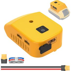 Power Wheels Battery Adapter with USB Ports & XT60 Port, Fit for DeWalt 20V Battery, Power Adapter for Mobile Devices, Electric Vehicles, DIY Projects, RC Car, Work Light (Tool Only)