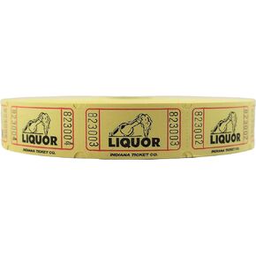 INDIANA TICKET CO. Liquor Roll Tickets - Yellow - 2000 Tickets per Roll - 1"x 2" Tickets