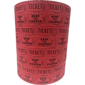 The Ticket Gurus-Raffle Tickets - (4 Rolls of 2000 Double Tickets) 8,000 Total 50/50 Raffle Tickets-(4) RED Rolls