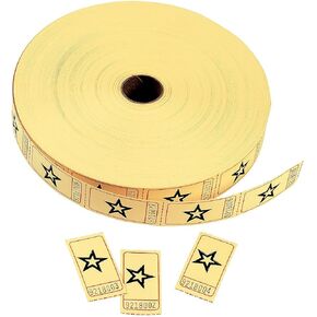 Fun Express Yellow Star Single Roll Tickets (2000 Tickets per roll) Party Supplies – Carnival, Church or School Events, Raffle or Giveaways, Numbered Tickets - VBS Vacation Bible School Supplies/Decor