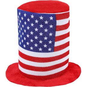 Toyland® Stars & Stripes USA Velvet Big Top Hat - American Fancy Dress Accessories - Novelty Hats - 4th July Independance Day - Thanks Giving Parties