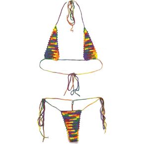 Trangscrochet Crochet Extreme Micro G-string Bikini Set Mexicana Color