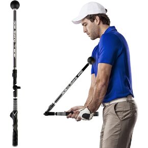 Golf Swing Trainer Aid Adjustable, Portable Golf Training Aid to Improve Hinge, Forearm Rotation, Shoulder Turn – Lightweight, Foldable Golf Swing Training Aid Stick with Ergonomic Grip (Black)