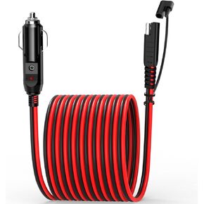 كابل شاحن بطارية EXTRACTME بطول 10 أقدام ولاعة سجائر SAE، قابس ولاعة سجائر 14AWG 12 فولت إلى SAE كابل شحن تمديد محول سريع التحرير مع مصهر وإضاءة LED