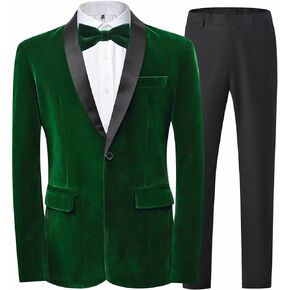 Men's 2 Piece Tuxedo Suits Set Slim Fit Velvet Suit Party Dinner Blazer & Pants for Prom Wedding