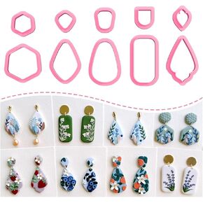 Keoker Clay Cutters, Organic Polymer Clay Cutters for Earrings Making, 20 Shapes Floral Polymer Clay Cutters, Studs Clay Cutters for Polymer Clay Jewelry (A+B)