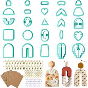 TAINSKY Polymer Clay Cutters Set, 25 Shapes Clay Earring Cutters with 145 Earrings Accessories for Polymer Clay Jewelry Making
