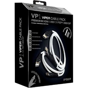 Viper Pack - Gaming Cable HDMI PS5/Xbox Series x Premium 2.1 8K and USB C Fast Charge, 3 m Nylon Cable with 24K Connectors - Compatible with PS4/PS5/Xbox One/Series/PC - White