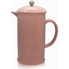 French Press Coffee Maker Stoneware Vintage Cafetiere 34 Ounces Insulated Heat Retention Dishwasher Safe (Black)