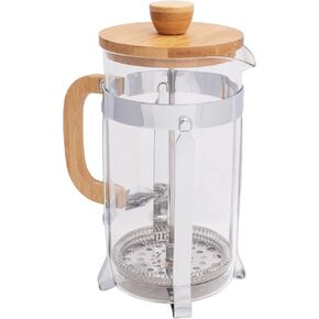 Elanze Designs Natural Grain 1 Liter Large Glass and Bamboo French Press Coffee and Loose Leaf Tea Maker