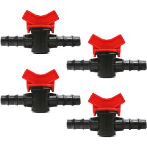 4PCS 3/8 Inch ID In Line Barbed Ball Valve Shut Off Switch for Drip Irrigation and Aquariums Control Water Flow with Hose Barb